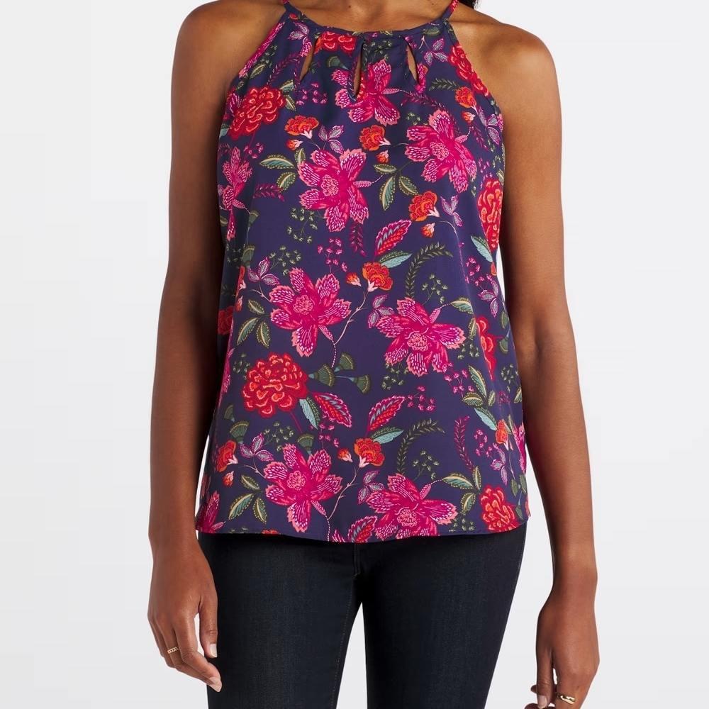 Papermoon Floral Halter Top - Red and Pink